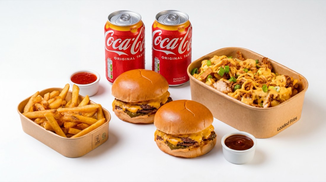 Smash Republic crispy smash burgers on a wooden board